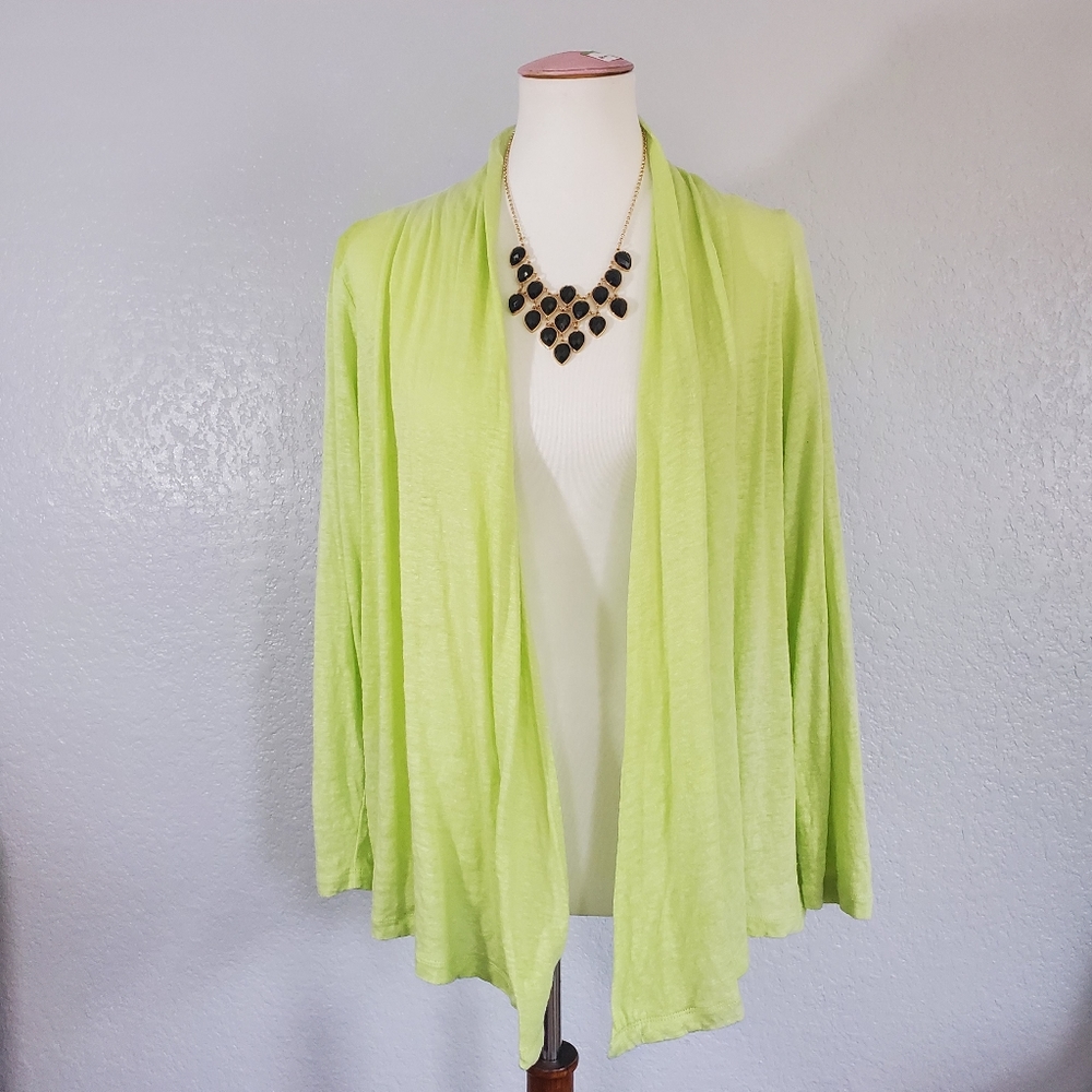 J.Jill 100% Linen Green cardigan
